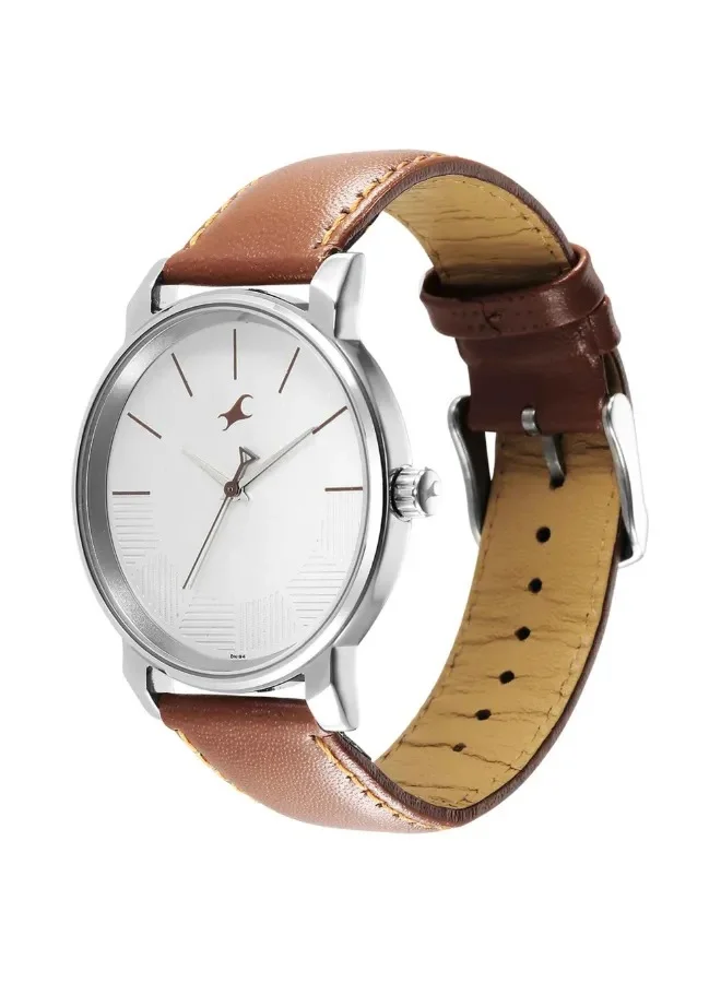 فاستراك Fastrack Stunners Quartz Analog Watch for Guys With Silver Dial Leather Strap