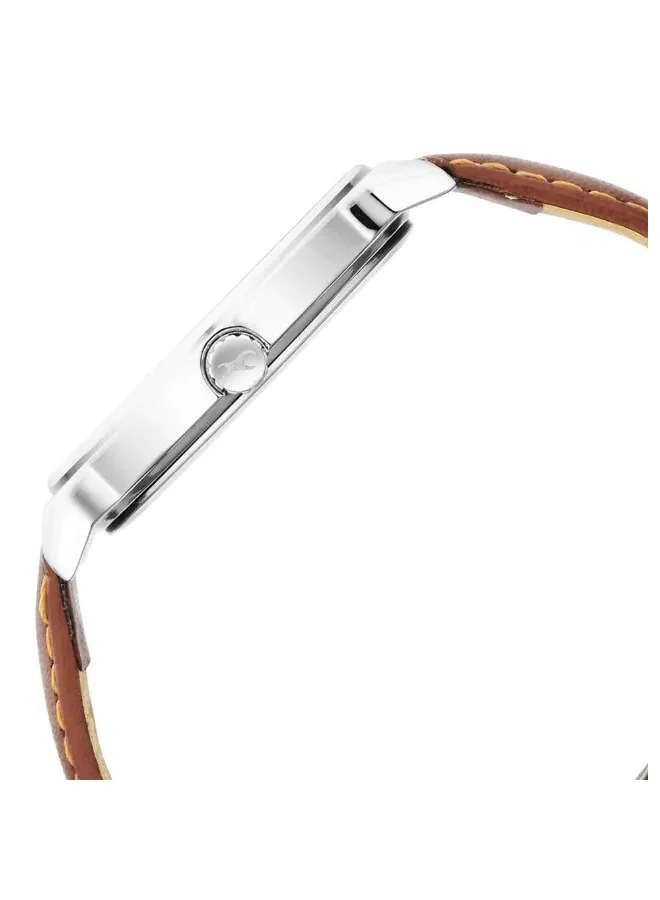 فاستراك Fastrack Stunners Quartz Analog Watch for Guys With Silver Dial Leather Strap