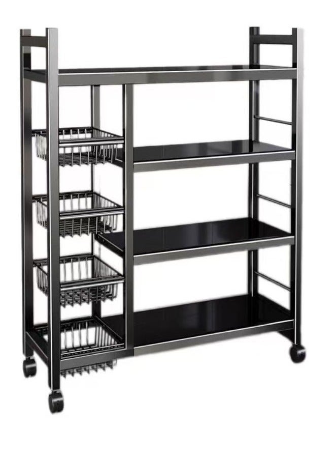 NKX Floor-standing kitchen rack four layers 90cm3 mesh + 4 boards Floor-standing kitchen rack supplies storage fruit and vegetable rack oven kitchen mobile rack household shelf storage rack - Image 1