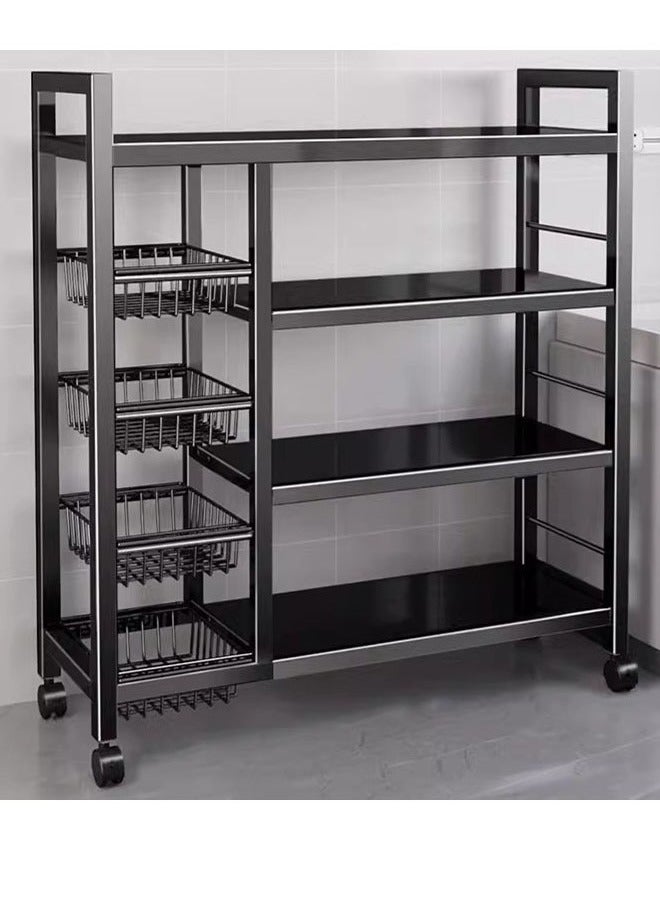 NKX Floor-standing kitchen rack four layers 90cm3 mesh + 4 boards Floor-standing kitchen rack supplies storage fruit and vegetable rack oven kitchen mobile rack household shelf storage rack - Image 3