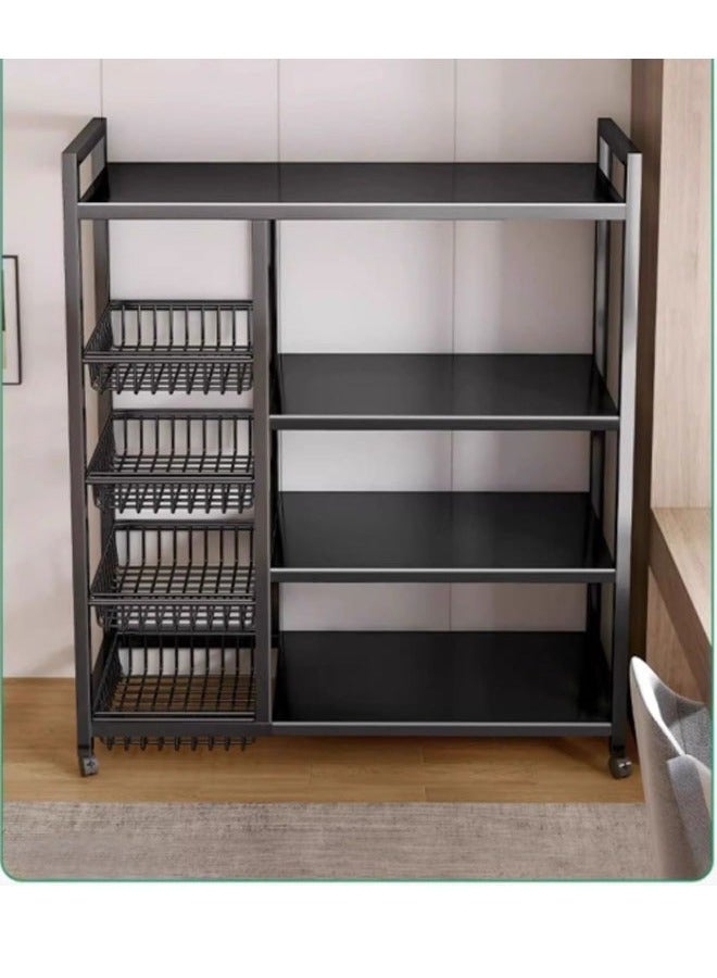 NKX Floor-standing kitchen rack four layers 90cm3 mesh + 4 boards Floor-standing kitchen rack supplies storage fruit and vegetable rack oven kitchen mobile rack household shelf storage rack - Image 5