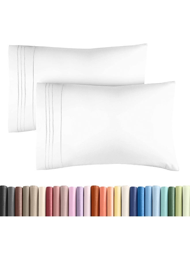 CGK Unlimited Queen Pillow Cases Set of 2 - Ultra Soft Hotel Quality Pillowcase Covers - Comfortable Cozy Bedding for Women, Men, Kids & Teens - Machine Washable Pillow Protectors - 2 Pieces Set - Queen Size White  - Image 1