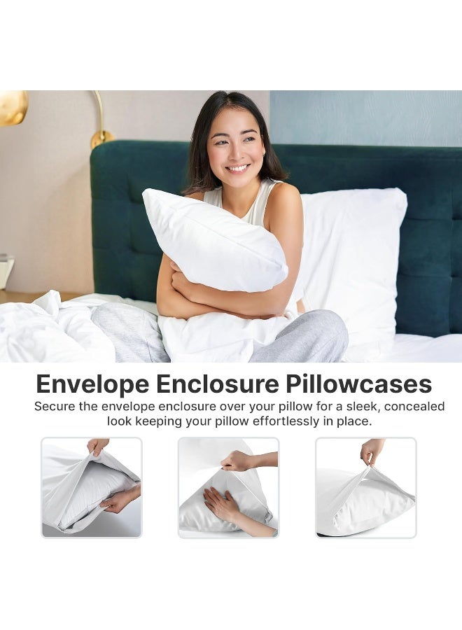 CGK Unlimited Queen Pillow Cases Set of 2 - Ultra Soft Hotel Quality Pillowcase Covers - Comfortable Cozy Bedding for Women, Men, Kids & Teens - Machine Washable Pillow Protectors - 2 Pieces Set - Queen Size White  - Image 2