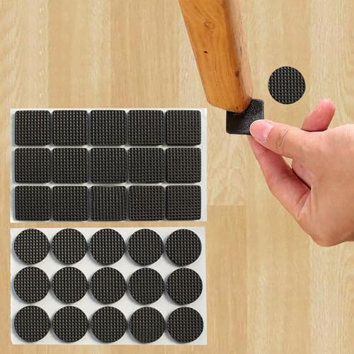 YUISI Non Slip Furniture Pads, Chair Leg Floor Protector, 30Pcs Self Adhesive Furniture Feet Grippers Pads Anti Scratches Reduce Noise Chair Pads for Hardwood Floors Protectors (Square+Round) - Image 1