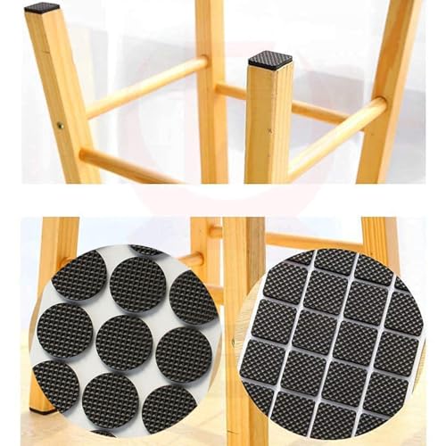 YUISI Non Slip Furniture Pads, Chair Leg Floor Protector, 30Pcs Self Adhesive Furniture Feet Grippers Pads Anti Scratches Reduce Noise Chair Pads for Hardwood Floors Protectors (Square+Round) - Image 3