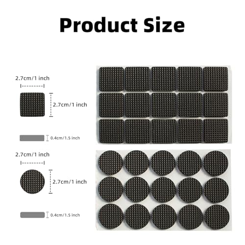 YUISI Non Slip Furniture Pads, Chair Leg Floor Protector, 30Pcs Self Adhesive Furniture Feet Grippers Pads Anti Scratches Reduce Noise Chair Pads for Hardwood Floors Protectors (Square+Round) - Image 5