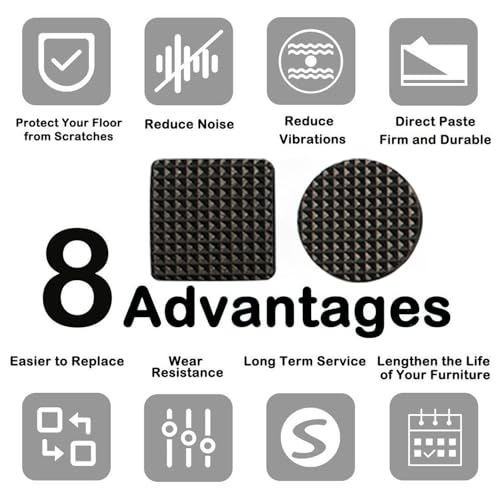 YUISI Non Slip Furniture Pads, Chair Leg Floor Protector, 30Pcs Self Adhesive Furniture Feet Grippers Pads Anti Scratches Reduce Noise Chair Pads for Hardwood Floors Protectors (Square+Round) - Image 2