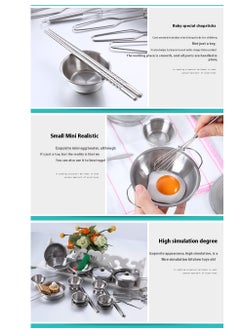 Bluejw Kitchenware Cookware Cooking Toys 16 Pcs Stainless Steel Pretend Play Kitchen Toys Mini Model Children Kids Pot Pan  - Image 5