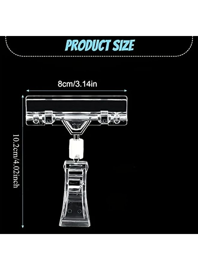 20 Pcs Clear Rotatable Plastic Merchandise Sign Clips 360 Degree Adjustable Double Sided Display Holders For Retail Price Tags Shelf Labels Wire Shelving Durable Transparent Clips For Shops Clothing Stores And Office Organization Shop Display Tools - Image 4