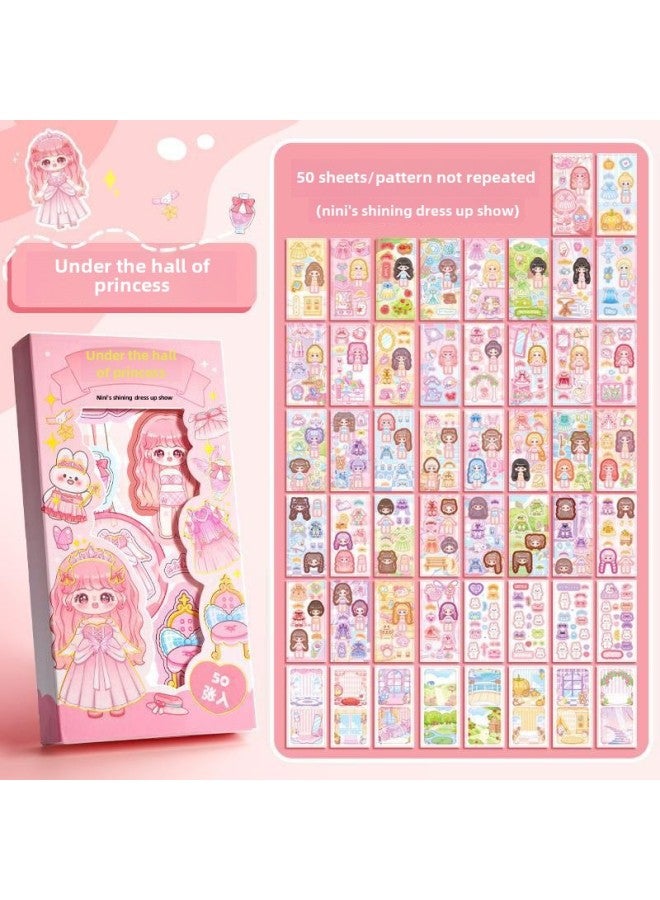 Kaba Bear كتاب ملصقات تلبيس الأميرة نيني لعبة للفتيات الصغيرات، بطاقات تلبيس جميلة ومشرقة لعرض الملصقات اللامعة - Image 1