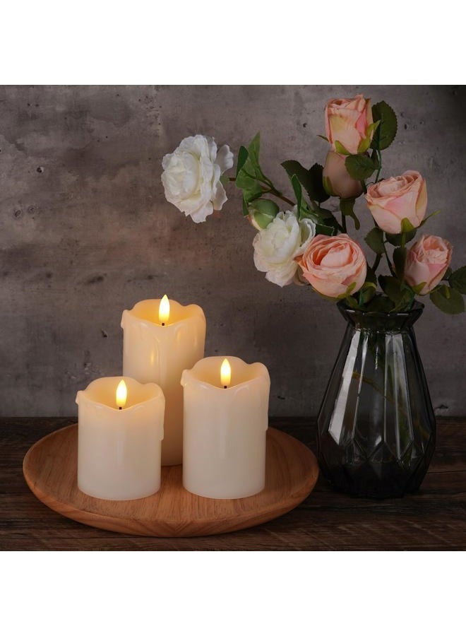 Homemory Flickering Flameless Candles, Realistic LED Candle with Remote and Timer, Real Wax Battery Operated Candles, Ivory (Tropfende Wachs, 3er-Set) - Image 2