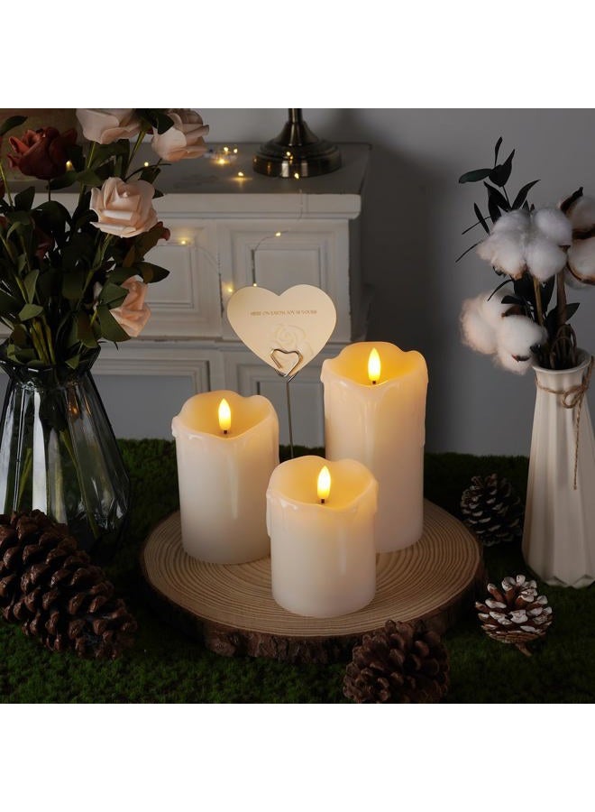 Homemory Flickering Flameless Candles, Realistic LED Candle with Remote and Timer, Real Wax Battery Operated Candles, Ivory (Tropfende Wachs, 3er-Set) - Image 3