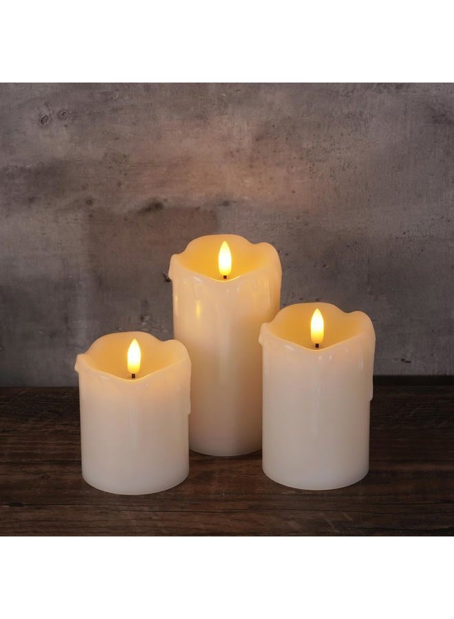 Homemory Flickering Flameless Candles, Realistic LED Candle with Remote and Timer, Real Wax Battery Operated Candles, Ivory (Tropfende Wachs, 3er-Set) - Image 5
