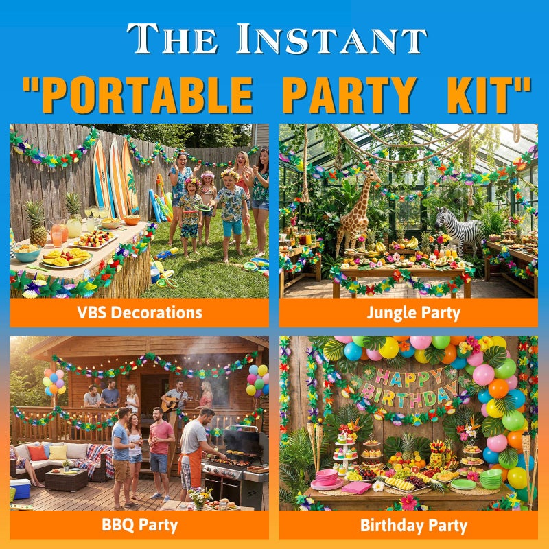 FUTUREPLUSX 4PCS Tropical Garland Party Decorations, 10 FT Luau Paper Flower Banners Hawaiian Hibiscus Garlands for Mexican para Fiesta Party Decor Supplies - Image 4