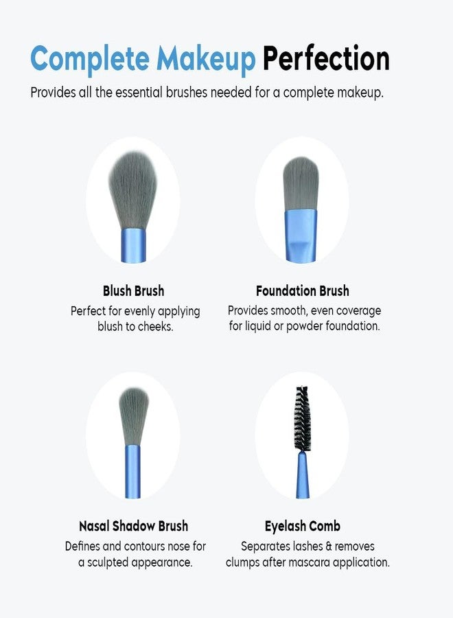 8-in-1 Professional Makeup Brush Set with Travel Pouch – Soft Synthetic Bristles for Foundation, Eyeshadow, Blush, Contour, Highlighter & Eyeliner | Face & Eye Makeup Brushes (Random Color) - Image 3