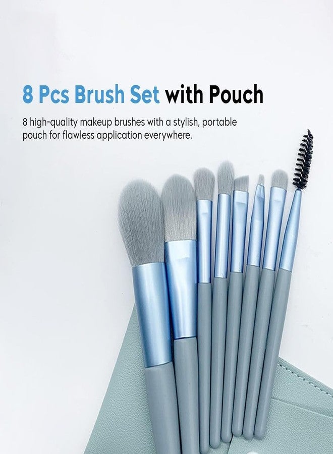 8-in-1 Professional Makeup Brush Set with Travel Pouch – Soft Synthetic Bristles for Foundation, Eyeshadow, Blush, Contour, Highlighter & Eyeliner | Face & Eye Makeup Brushes (Random Color) - Image 2