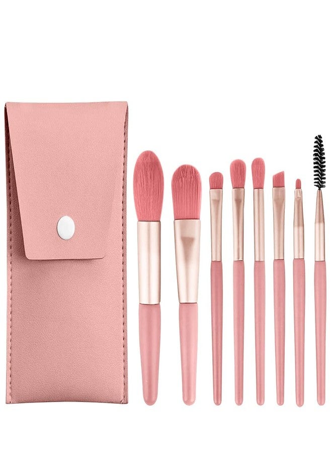 8-in-1 Professional Makeup Brush Set with Travel Pouch – Soft Synthetic Bristles for Foundation, Eyeshadow, Blush, Contour, Highlighter & Eyeliner | Face & Eye Makeup Brushes (Random Color) - Image 5