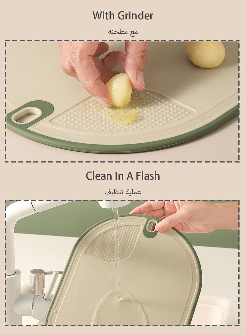 UNUNS Kitchen Cutting Board Set Of 3, Plastic Cutting Boards With Stand,BPA-Free,Reversible Use,Cutting Board Set Green - Image 4