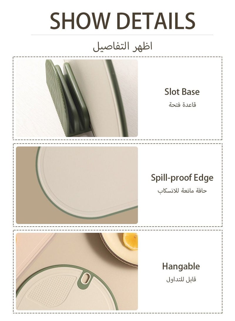 UNUNS Kitchen Cutting Board Set Of 3, Plastic Cutting Boards With Stand,BPA-Free,Reversible Use,Cutting Board Set Green - Image 5