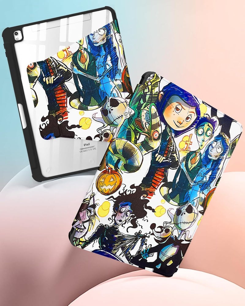 Besoar for iPad 9th/8th/7th Generation 10.2 inch Case Cute Cartoon Kawaii for Girls Kids Girly Women Design Covers,360 Degree Rotating Folio Stand Pencil Holder for Apple i Pad 9/8/7 Gen,Skeleton CP - Image 4