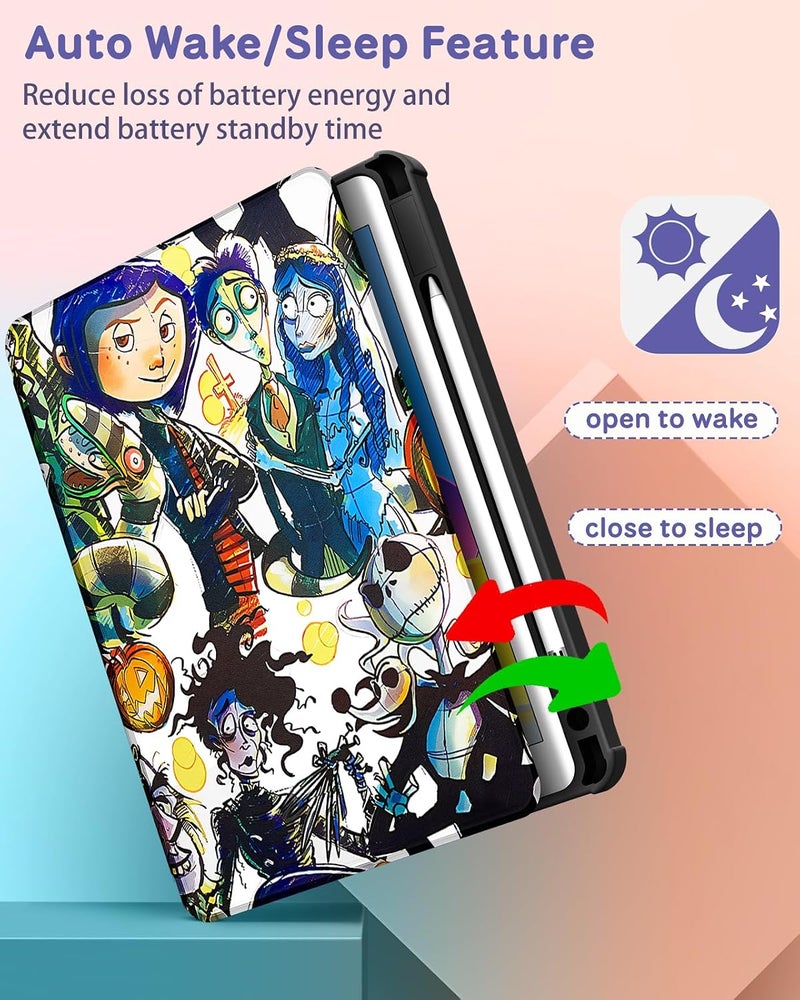 Besoar for iPad 9th/8th/7th Generation 10.2 inch Case Cute Cartoon Kawaii for Girls Kids Girly Women Design Covers,360 Degree Rotating Folio Stand Pencil Holder for Apple i Pad 9/8/7 Gen,Skeleton CP - Image 5