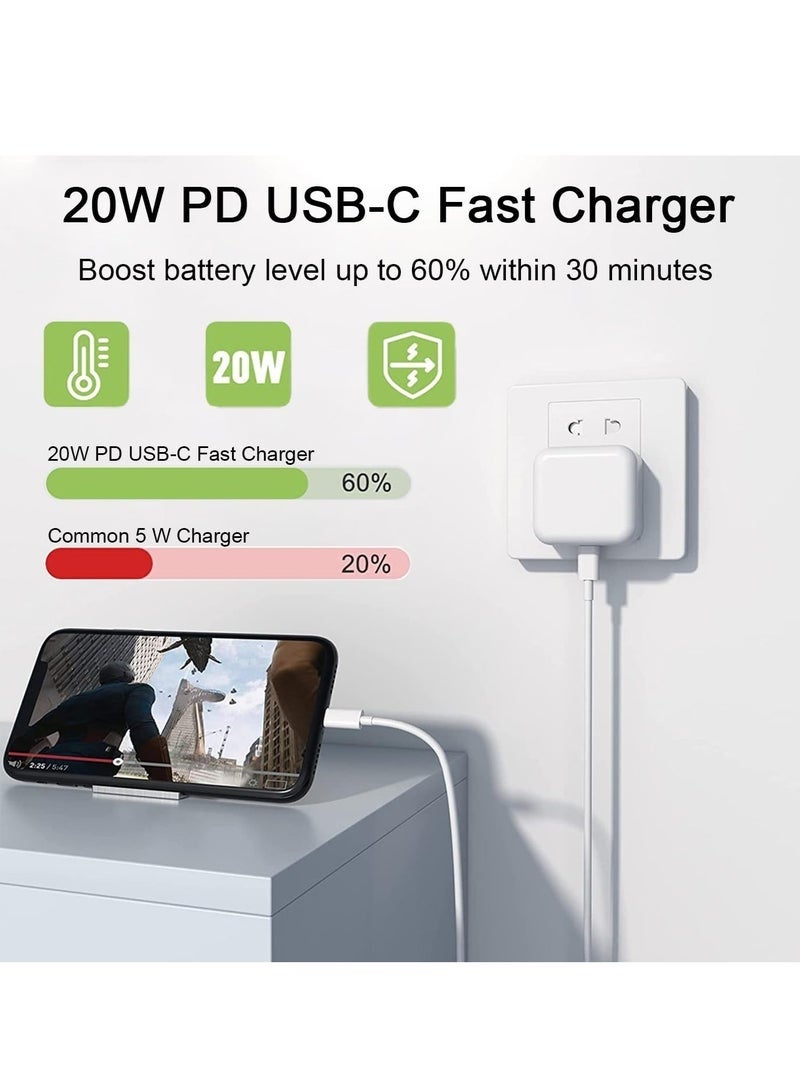 Bukela iPhone Charger [Apple MFi Certified] Apple 20W USB C Fast Charger Plug and 2M/6.6FT USB-C to Lightning Cable, 20W PD UK Adapter Compatible with iPhone 14/13/12/11/Pro/Pro Max/Plus/XS/SE, AirPods-White - Image 2