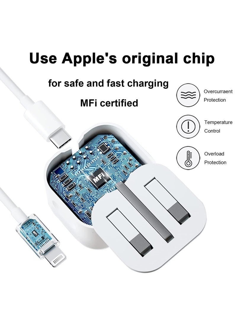 Bukela iPhone Charger [Apple MFi Certified] Apple 20W USB C Fast Charger Plug and 2M/6.6FT USB-C to Lightning Cable, 20W PD UK Adapter Compatible with iPhone 14/13/12/11/Pro/Pro Max/Plus/XS/SE, AirPods-White - Image 4