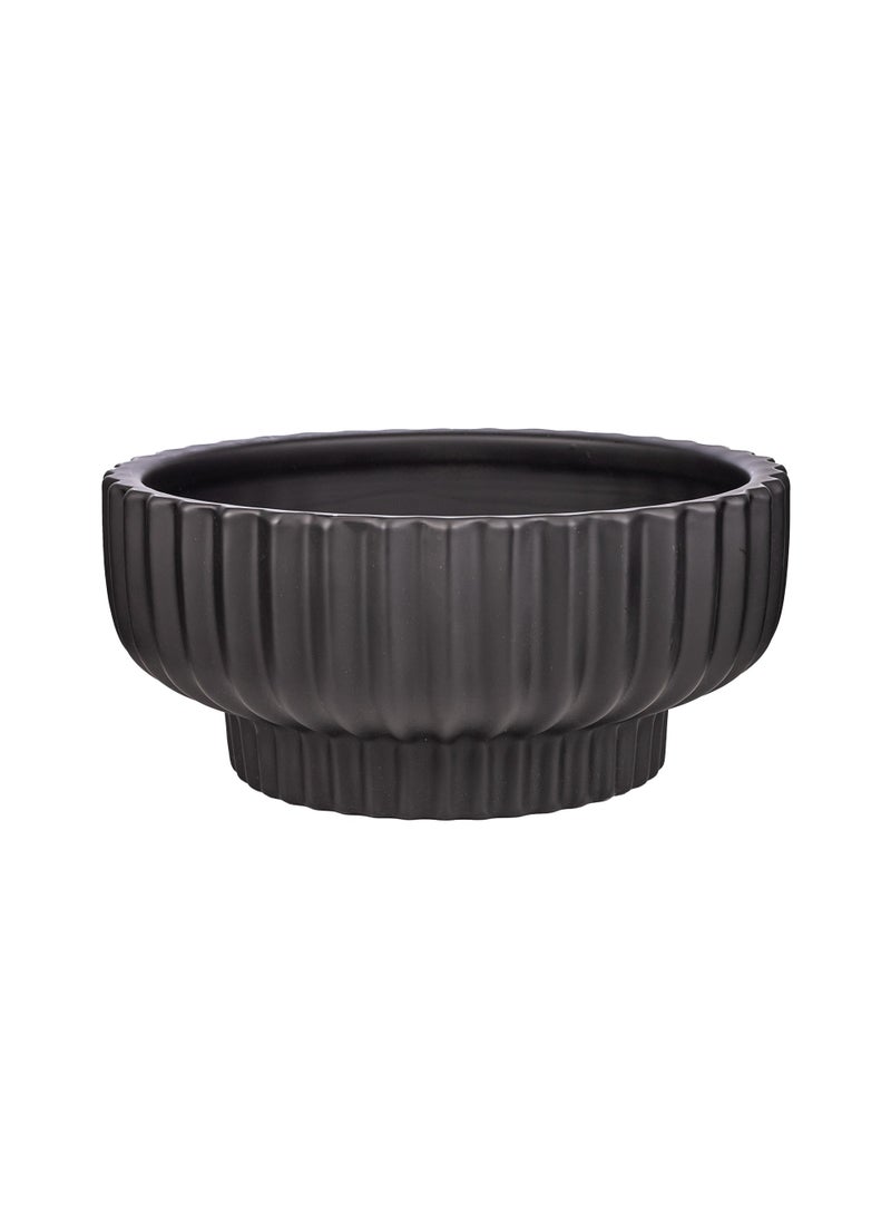 Gulf Flowers Gulf Flowers Black Ceramic Vase Plate on Stem – D30cm x H13cm Modern Pedestal Bowl for Flower Displays, Candles & Centerpieces – Elegant Home & Event Tabletop Décor 