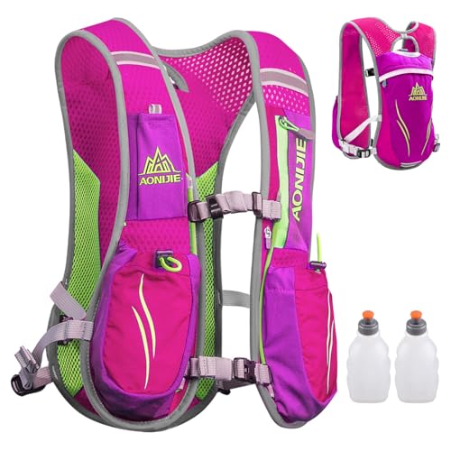 TRIWONDER Running Vest for Men Women Hydration Backpack Water Pack 5.5L Lightweight Runner Marathon Trail Hiking Cycling (Rose Red - with 2 Water Bottles) - Image 1