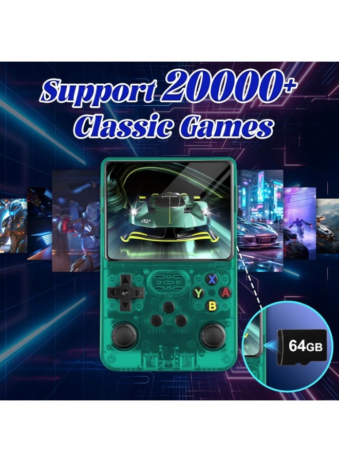 JAJEEK R36S Retro Handheld Game Console 3.5 Inch Screen, Open Source Linux System, Portable Gaming Device with 64GB TF Card, 3000mAh Battery, 20,000+ Built-In Games, Green - Image 3