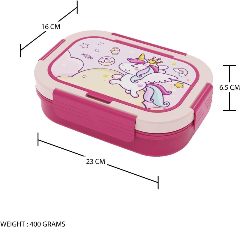 PEARL Kids Regular Plastic Bento Lunch Box - Unicorn Design, BPA-Free, Leakproof, Compact School Lunch Container - Image 2