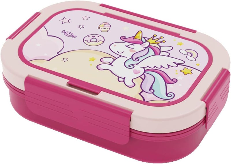 PEARL Kids Regular Plastic Bento Lunch Box - Unicorn Design, BPA-Free, Leakproof, Compact School Lunch Container - Image 1