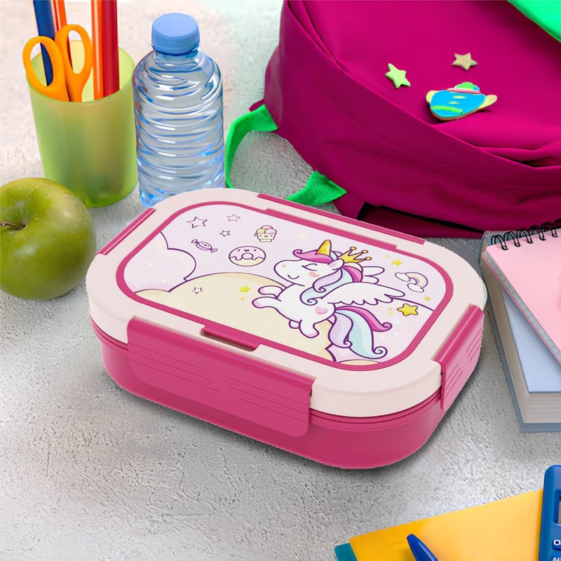 PEARL Kids Regular Plastic Bento Lunch Box - Unicorn Design, BPA-Free, Leakproof, Compact School Lunch Container - Image 4