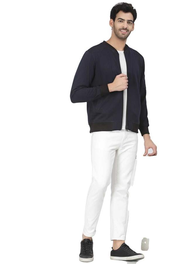 PAUSE Men Navy Regular Fit Contrast Trim Jacket - Image 5