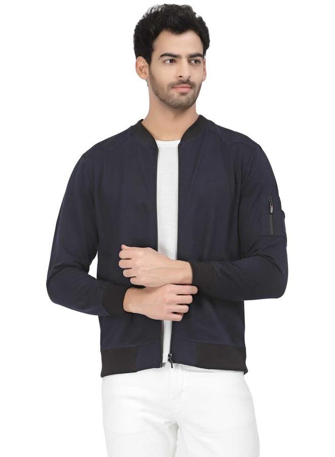 PAUSE Men Navy Regular Fit Contrast Trim Jacket - Image 1