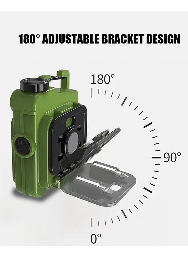 COB Keychain Work Light Keychain, Portable 6 Light Modes Flashlights, Light Emergency Light with Folding Bracket Bottle Opener and Magnet Base (Green) - Image 3