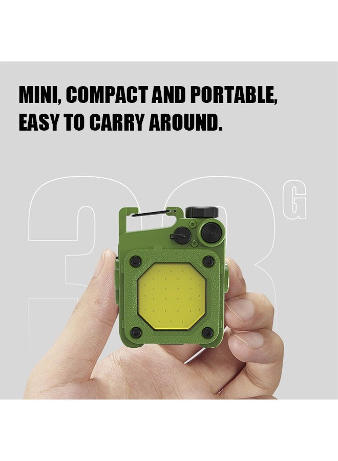 COB Keychain Work Light Keychain, Portable 6 Light Modes Flashlights, Light Emergency Light with Folding Bracket Bottle Opener and Magnet Base (Green) - Image 4