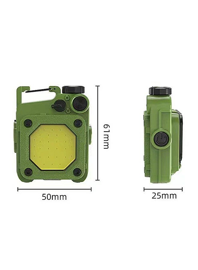 COB Keychain Work Light Keychain, Portable 6 Light Modes Flashlights, Light Emergency Light with Folding Bracket Bottle Opener and Magnet Base (Green) - Image 2