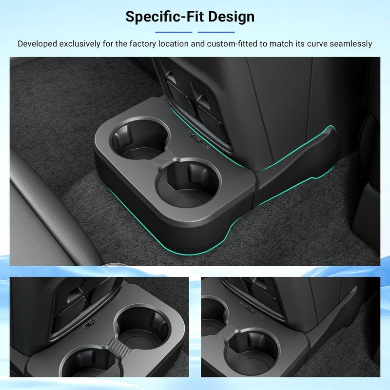 PTYYDS Rear Dual Cup Holder Compatible with 2021-2024 Ford Bronco 2/4 Door Removable Rear Cup Holder Inserts Not for Sport ABS Drink Stopper Replacement for 2021-2024 Ford Bronco Accessories - Image 2