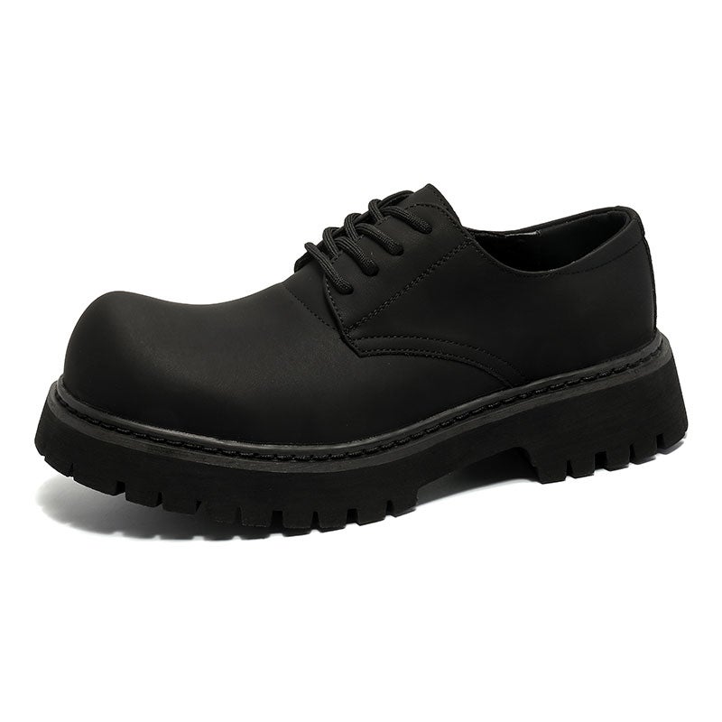 Paris Derby Shoes Men'S And Women'S Thick Sole Height Increasing Derby Niche Carbon Black Big Toe Shoes Leather Shoes Commuter Casual Loafers - Image 5