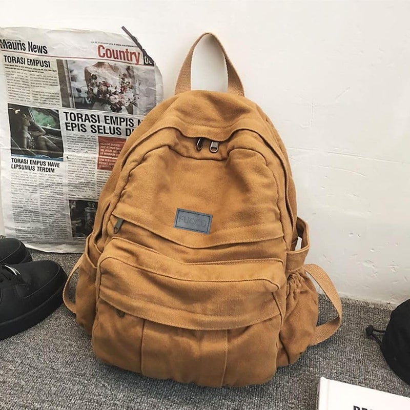 FUOCO College bag for Man & Women | Bagpacker bag for Girls | Canvas Bag for Men | Aesthetic school bags korean | Travel bags for women latest college School beg - Image 2