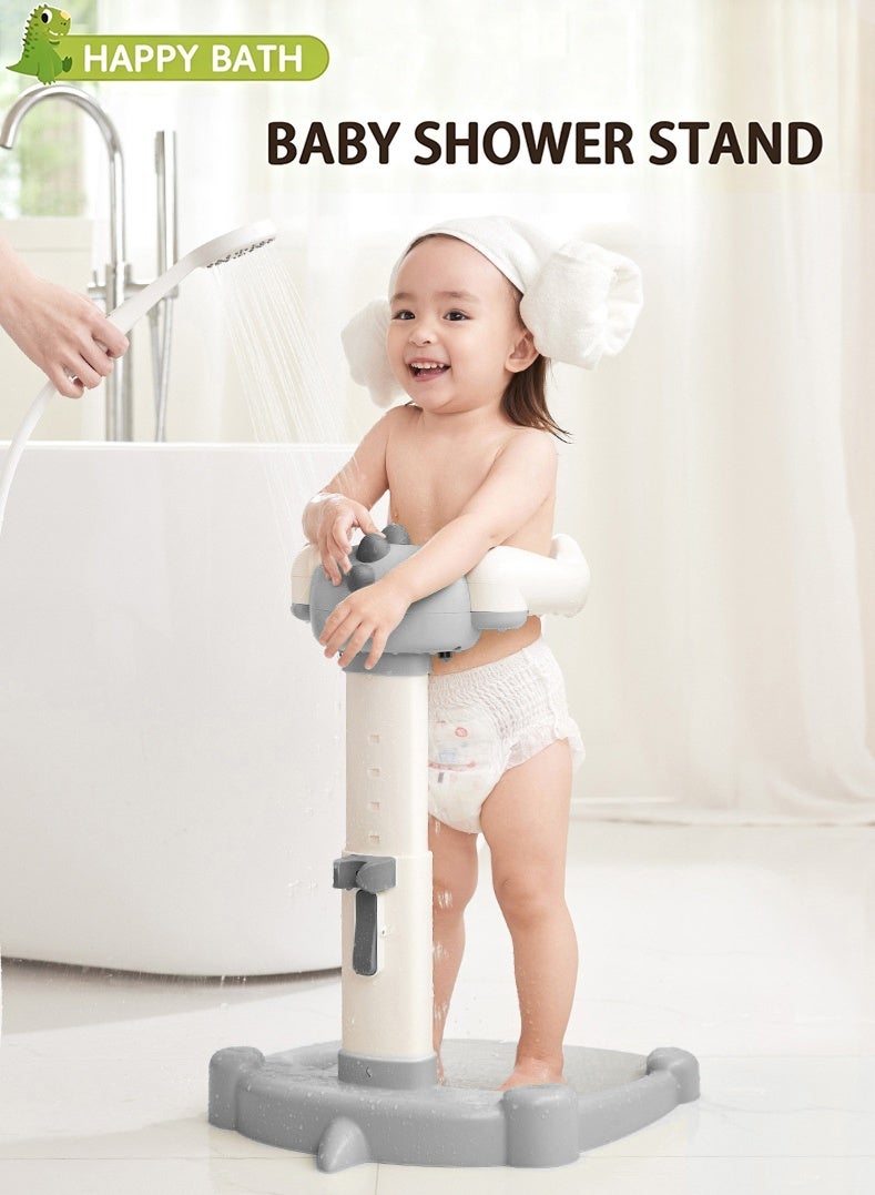 Baby Shower Stand, Standing Baby Bath Station, Height and Armrest Adjustable, Anti-Slip Shower Support for Toddlers Infants 5 Months and Above - Image 1