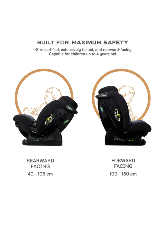 neobreez I-EROCA All-In-One Convertible Travel Baby Toddler Kids Child Boys Girls Car Seat, I-Size ECER129, Recline&Adjustable, Memory Foam, Injection Mold, Forward&Rear Facing, 0-36 Kg, 0-12Yrs, Group 0/1/2/3