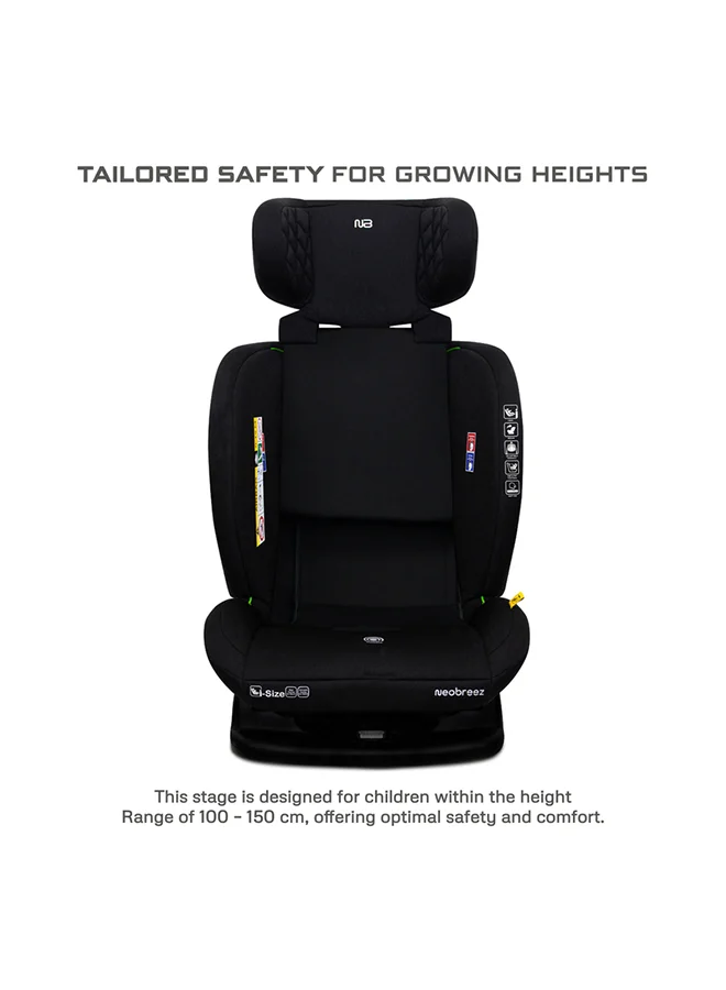 neobreez I-EROCA All-In-One Convertible Travel Baby Toddler Kids Child Boys Girls Car Seat, I-Size ECER129, Recline&Adjustable, Memory Foam, Injection Mold, Forward&Rear Facing, 0-36 Kg, 0-12Yrs, Group 0/1/2/3