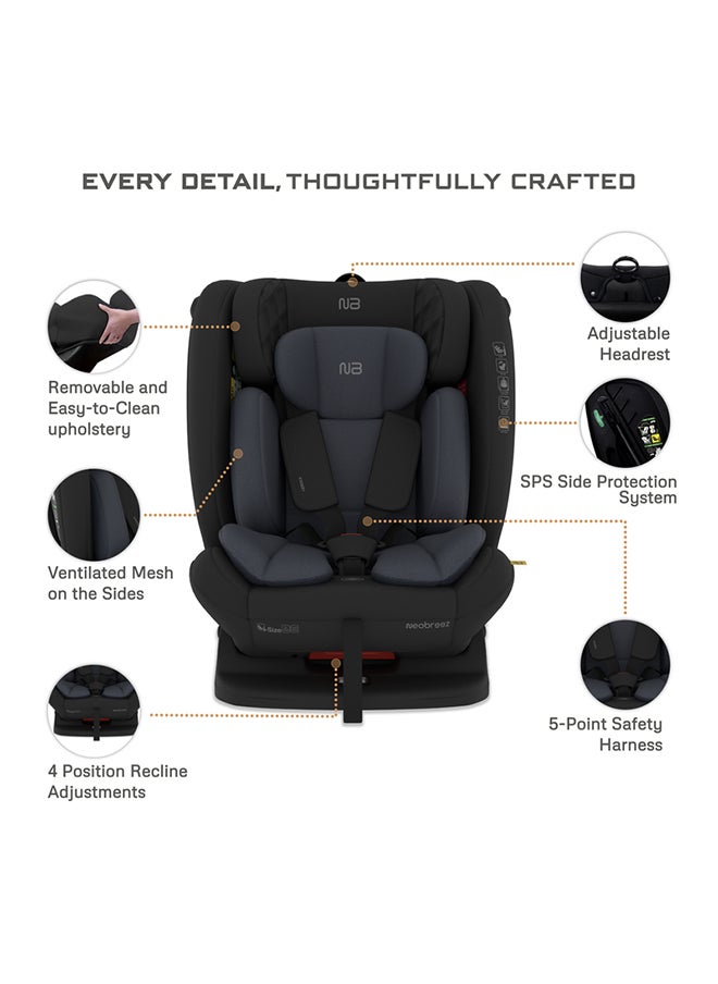 neobreez I-Eroca All-In-One Convertible Baby Infant Toddler Child Car Seat, Latest I-Size Ecer129,  Recline & Adjustable, Memory Foam,  Injection Mold, Forward & Rear Facing,  Group 0/1/2/3 0-36 Kg, 0-12Years  - Image 2
