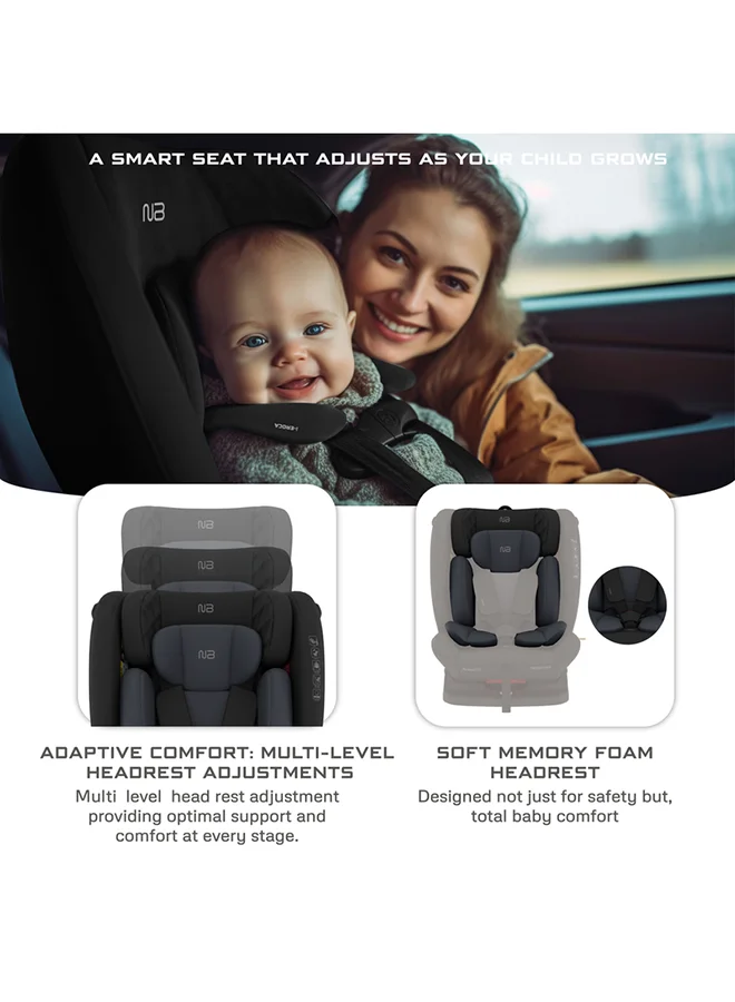 neobreez I-EROCA All-In-One Convertible Travel Baby Toddler Kids Child Boys Girls Car Seat, I-Size ECER129, Recline&Adjustable, Memory Foam, Injection Mold, Forward&Rear Facing, 0-36 Kg, 0-12Yrs, Group 0/1/2/3
