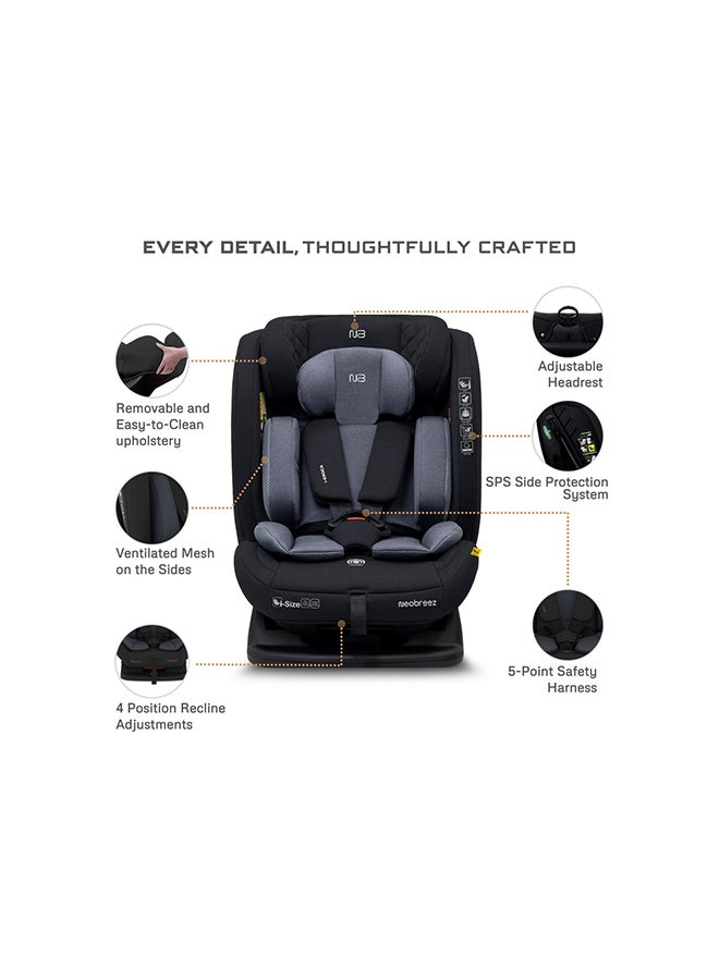 neobreez I-EROCA All-In-One Convertible Travel Baby Toddler Kids Child Boys Girls Car Seat, I-Size ECER129, Recline&Adjustable, Memory Foam, Injection Mold, Forward&Rear Facing, 0-36 Kg, 0-12Yrs, Group 0/1/2/3 - Image 4