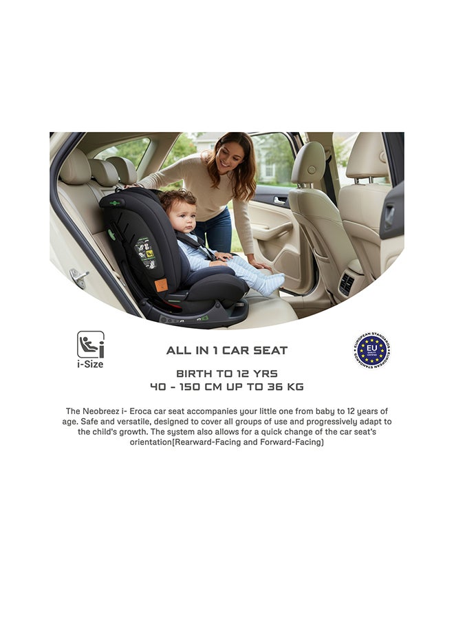 neobreez I-EROCA All-In-One Convertible Travel Baby Toddler Kids Child Boys Girls Car Seat, I-Size ECER129, Recline&Adjustable, Memory Foam, Injection Mold, Forward&Rear Facing, 0-36 Kg, 0-12Yrs, Group 0/1/2/3 - Image 5