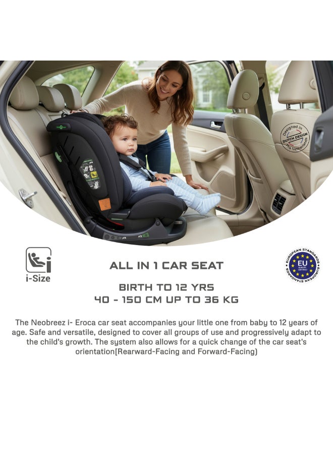 neobreez I-EROCA All-In-One Convertible Travel Baby Toddler Kids Child Boys Girls Car Seat, I-Size ECER129, Recline&Adjustable, Memory Foam, Injection Mold, Forward&Rear Facing, 0-36 Kg, 0-12Yrs, Group 0/1/2/3 - Image 5