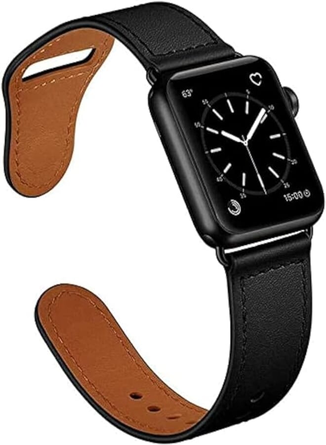 LinJie Bands Compatible with Apple Watch Band 38mm 40mm 42mm 44mm, Top Grain Leather Smart Watch Strap Compatible for Men Women iWatch Series 6 5 4 3 2 1,SE, 42mm44mm/45mm